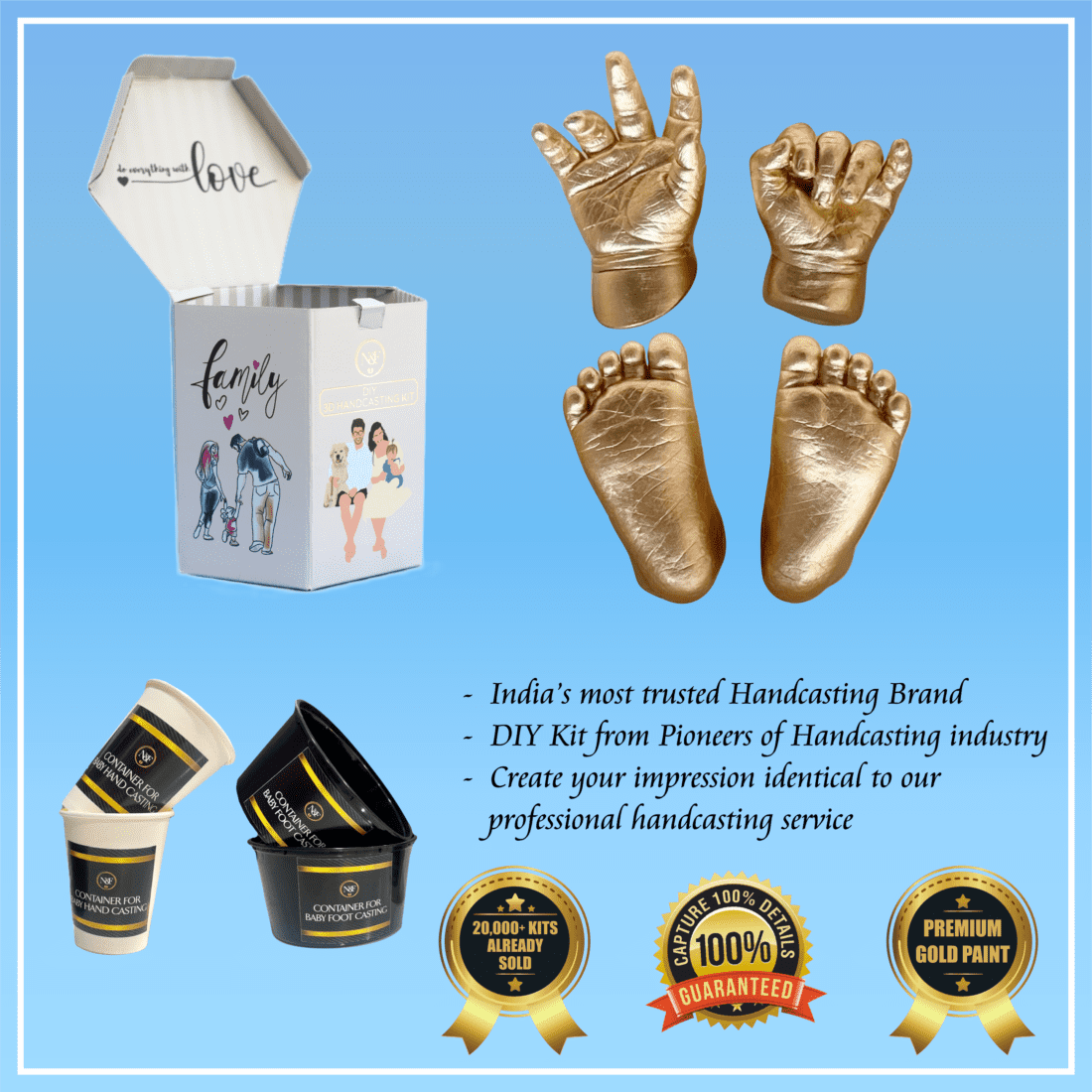 3D DIY Baby Handcasting Kit - 4 Units