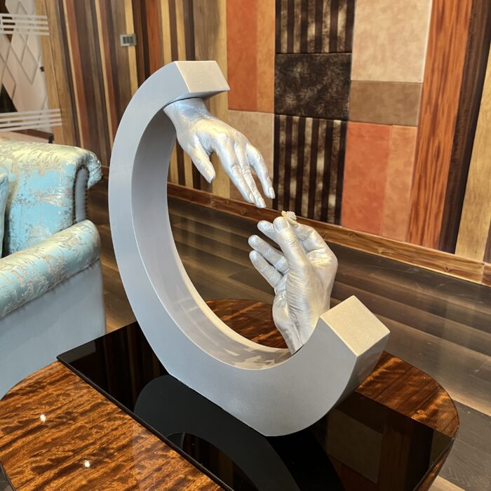 Personalized Couple Handcasting Artpiece in Wood – With Black Base